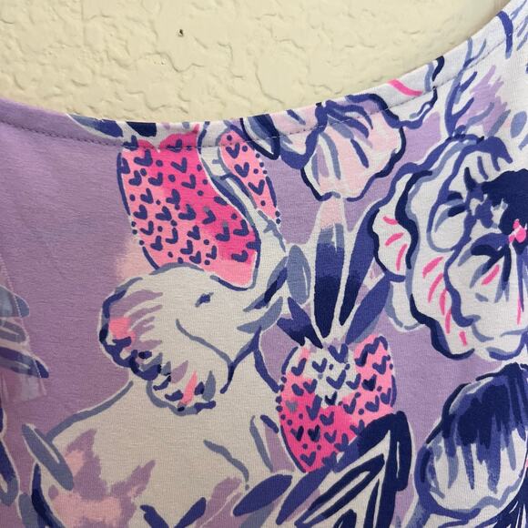 Lilly Pulitzer Maxi Dress Zayda Lilac Trunks In The Air Floral Print Knit NWT L - Picture 11 of 14